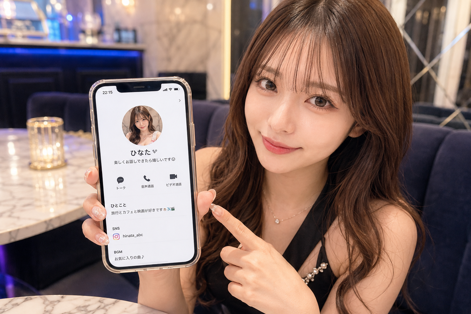 LINEプロフィールをスマホで確認するキャストのイメージ