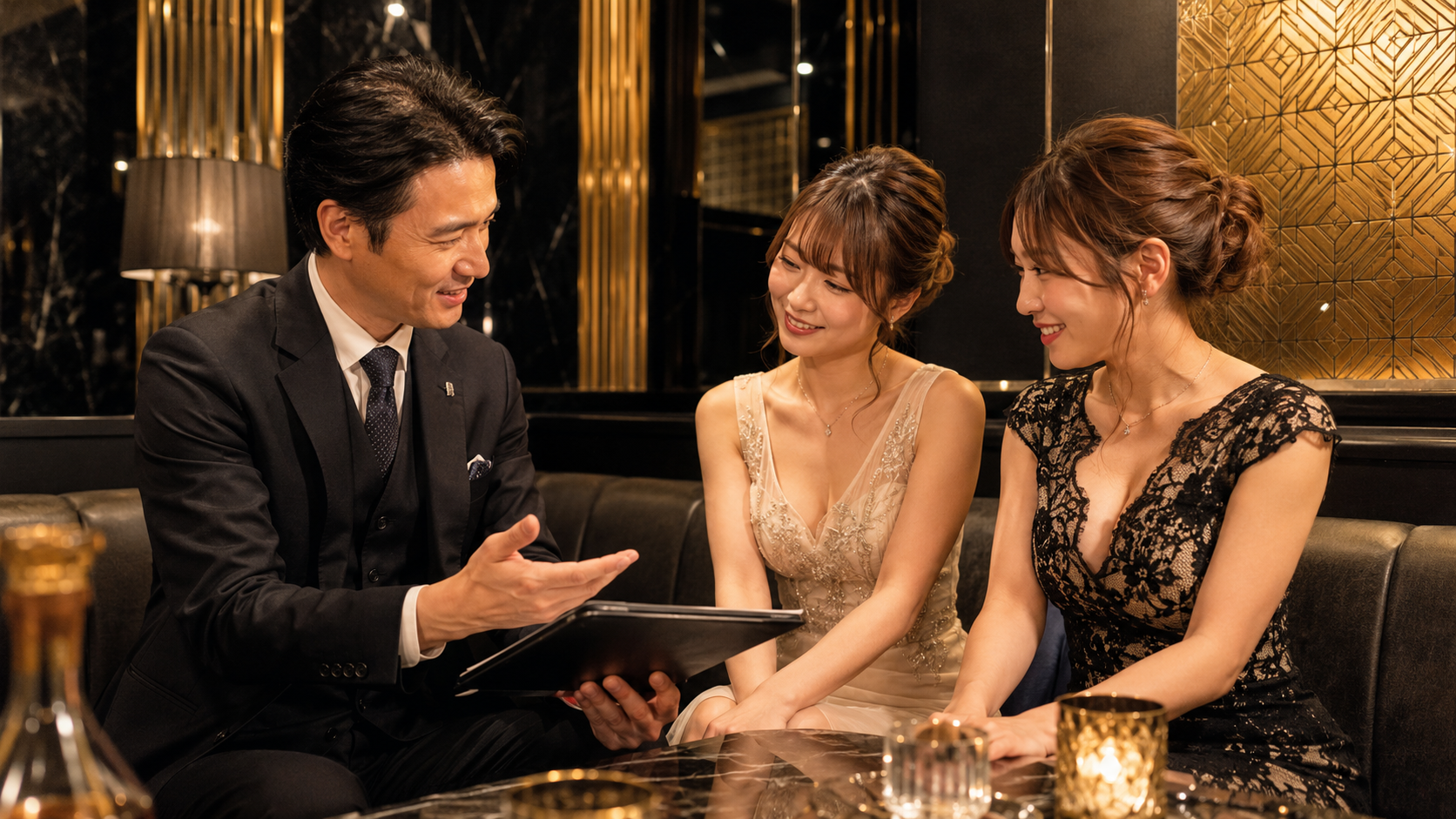 黒服とキャストが店内で連携しながら営業しているイメージ