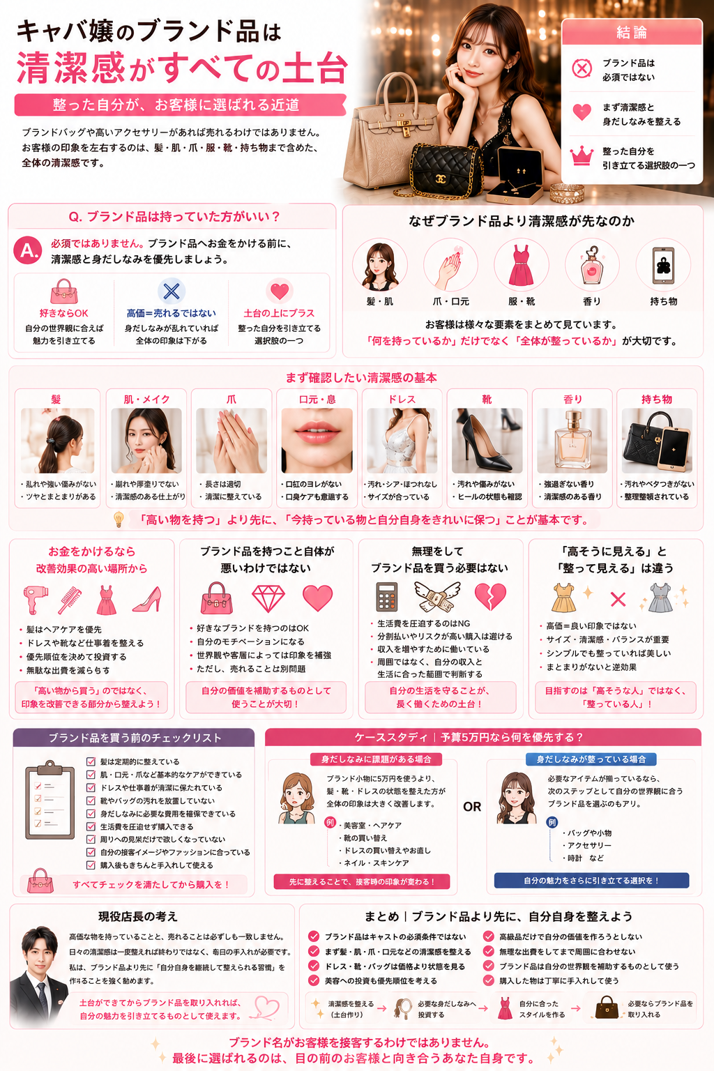 ブランド品より清潔感と身だしなみを優先するキャストのイメージ
