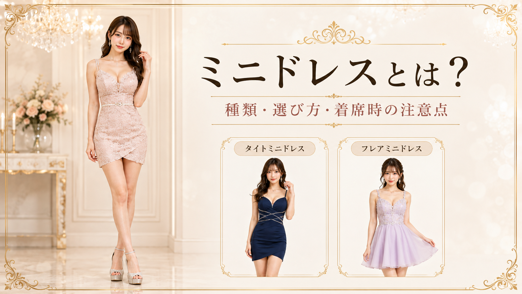 通販でミニドレスを購入する前に確認したいポイントをまとめた画像