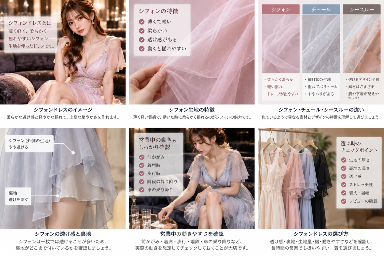 シフォンドレスを通販で購入する前に確認したい生地の厚さ・裏地・透け・サイズ・着丈・ストレッチ・レビューのチェックリスト
